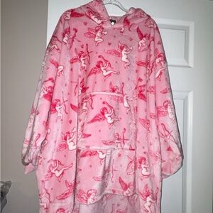 Cozy Pink Hooded Women's Robe with Angel Design